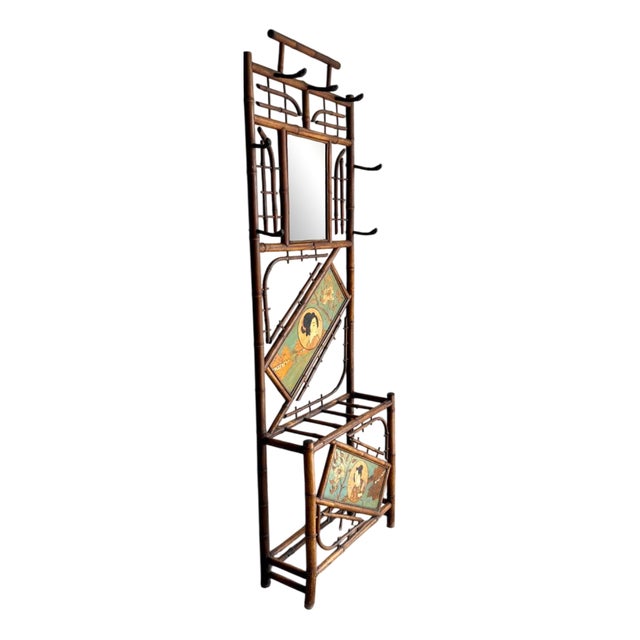 Japanese Wardrobe in Bamboo and Cast Iron by Perret Vibert, 1900 For Sale