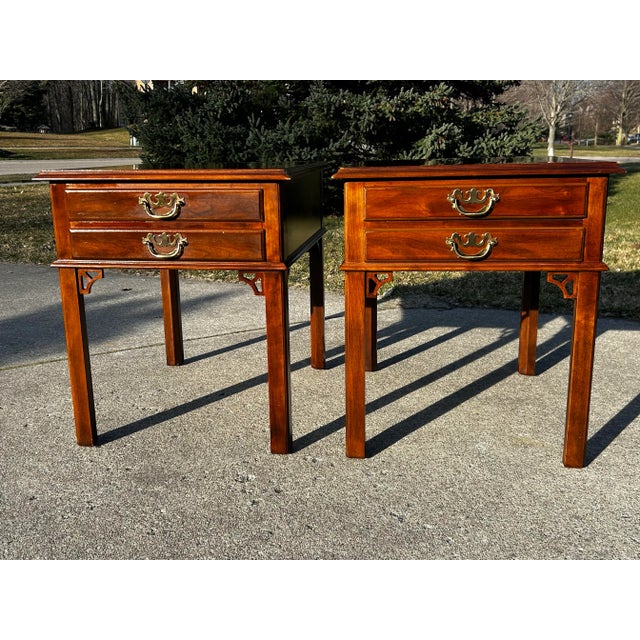 Hollywood Regency Late 20th Century Drexel Chippendale Side Tables, a Pair For Sale - Image 3 of 12