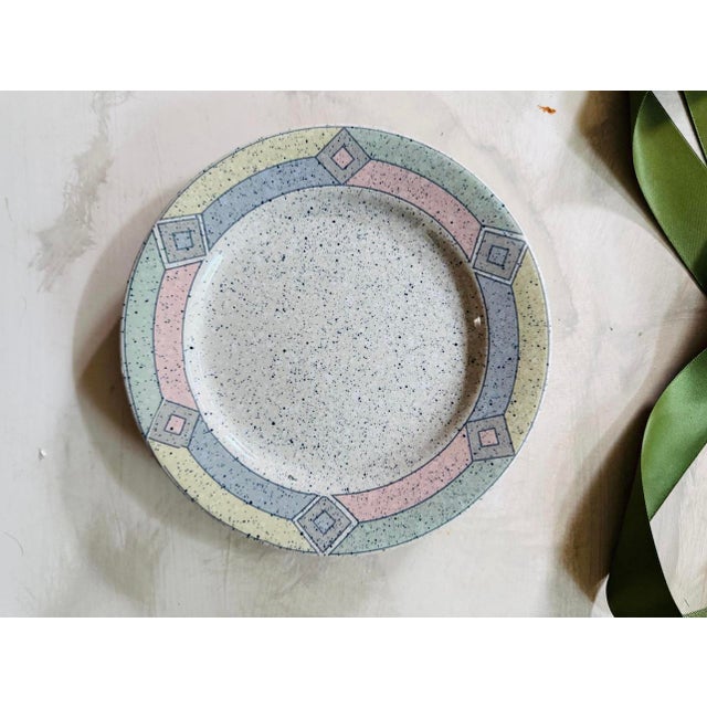 Set of Four (4) 1980s Studio Nova 7.75” Plates in Terrazzo Pattern | Postmodern Decor For Sale In Chicago - Image 6 of 8