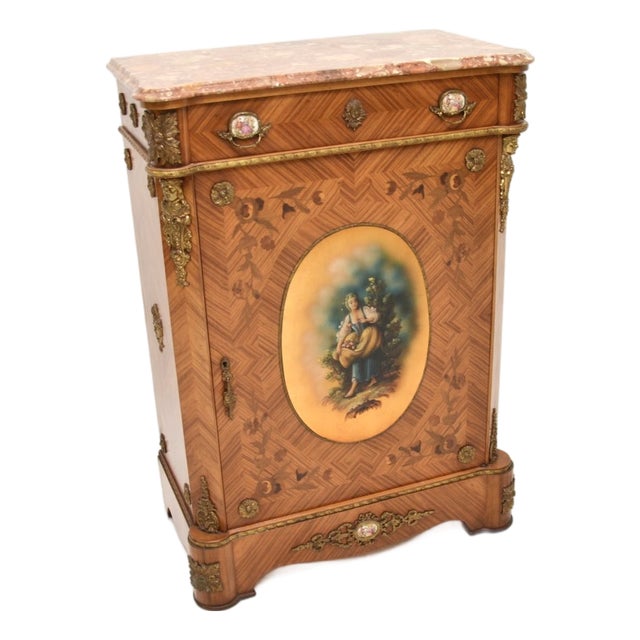 French Marble Top Cabinet, 1920s For Sale