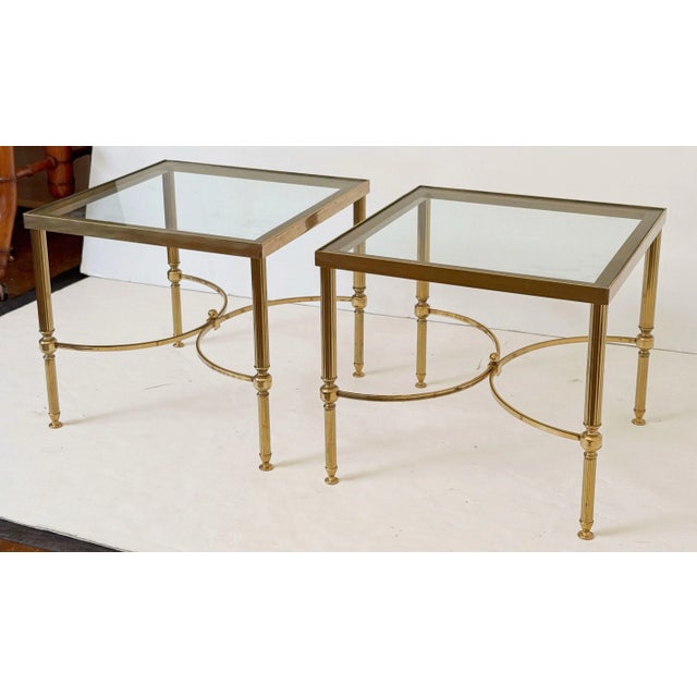 French French Modern Low Coffee Table of Brass With Glass Top - Two Available For Sale - Image 3 of 10
