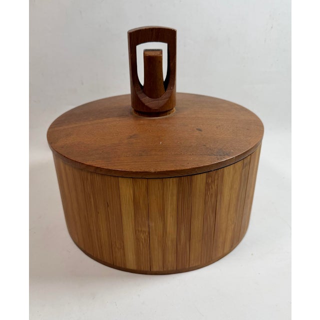 1960s Jens Quistgaard Dansk Modern Bamboo and Teak Ice Bucket, 1960, Denmark For Sale - Image 5 of 9
