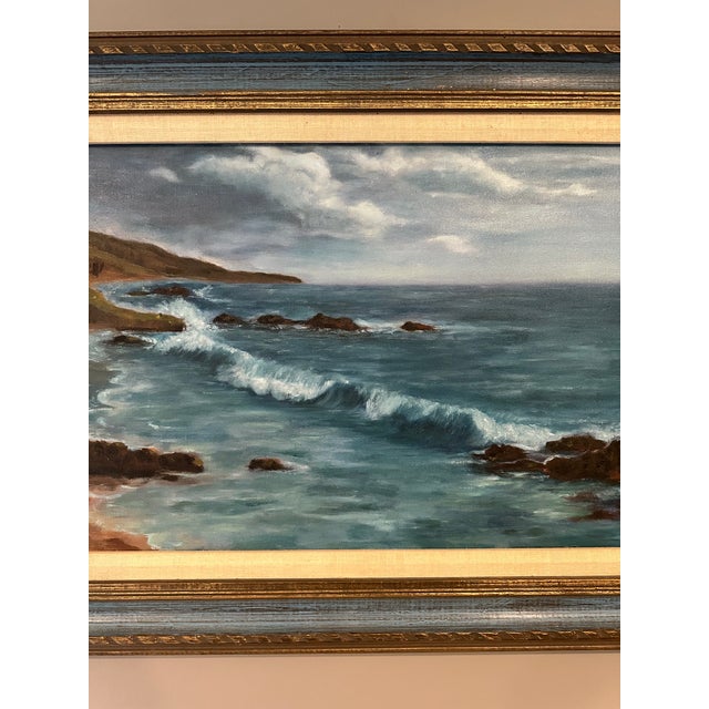 Vintage Large Mid-Century Original Oil Painting California Plein Air Seascape For Sale In Los Angeles - Image 6 of 10