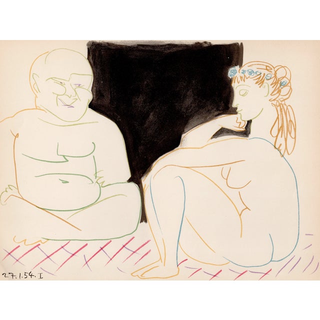 Pablo Picasso, Old Man and Young Woman (Self Portrait with a Nude Girl), Lithograph, 1954 For Sale - Image 8 of 8