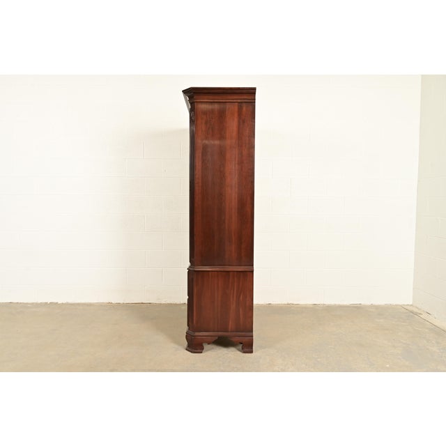 Ethan Allen Georgian Solid Cherry Wood Armoire Dresser or Gentleman's Chest For Sale - Image 12 of 15