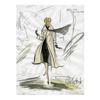 11x14 Reproduction Print of Original Costume Sketch by Edith Head of Kim Novak for "Vertigo" (1958) For Sale
