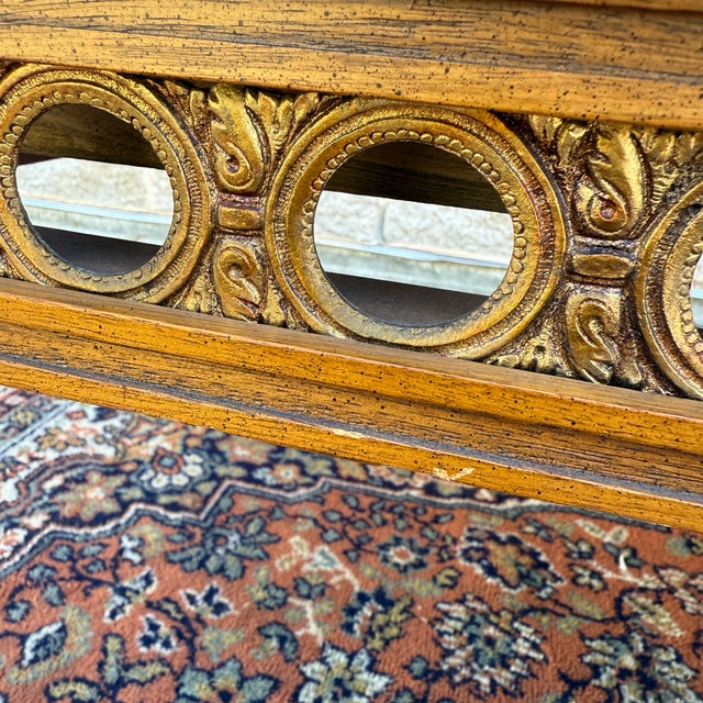 Vintage Gordon's Fine Furniture French Louis XVI Walnut Coffee Table With Italian Marble Inserts For Sale - Image 11 of 16