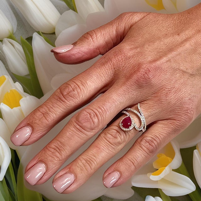 Red Natural Ruby Diamond Ring 6.5 14k W Gold 2.32 TCW Certified For Sale - Image 8 of 18