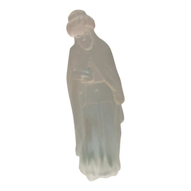 Vintage Frosted Glass Nativity Wiseman Figurine in the Style of Lalique For Sale