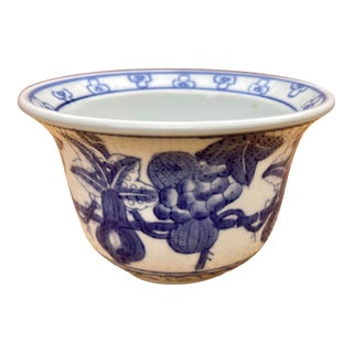 Vintage Blue & White Chinese Flower Pot For Sale