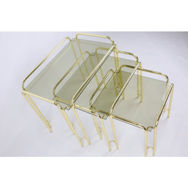 Vintage Nesting Tables with Smoked Glass, Set of 3 For Sale - Image 4 of 7