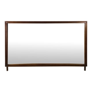Mid Century Modern Long Rectangular Mountable Mirror With Walnut Frame For Sale