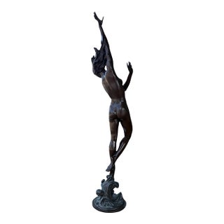 Vintage Bronze "Crest of the Wave" Nude Female Sculpture After Harriet Frishmuth For Sale