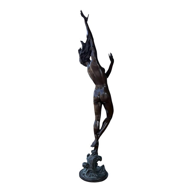 Vintage Bronze "Crest of the Wave" Nude Female Sculpture After Harriet Frishmuth For Sale
