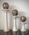 Excellent Pre-Owned Condition. Note: Metal spheres are not included. This splendid trio of Jaru earthenware pedestal-style...