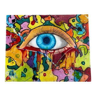 Acrylic Graffiti Painting of an Eye For Sale