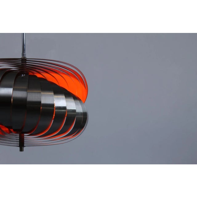 Lyfa Steel Spiral Pendant Lamp by Henri Mathieu for Lyfa, 1970s For Sale - Image 4 of 14