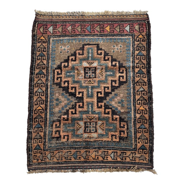 Antique Timuri Baluch Stepped Medallion Tribal Mat - 2'11" X 2'5" For Sale