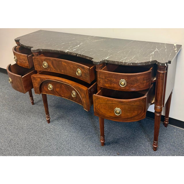 Brown Drexel Heritage Serpentine Inlaid Sideboard For Sale - Image 8 of 12