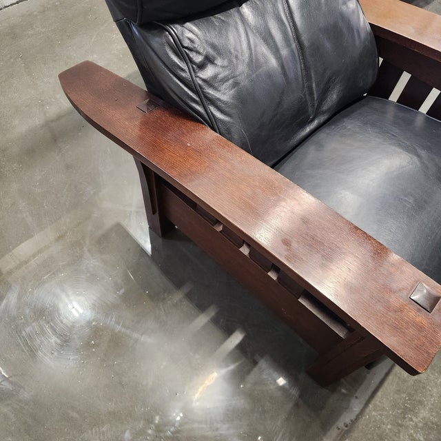 Stickley Mission Style Bow Arm Manual Reclining Chair Recliner /Second Chair For Sale - Image 10 of 11