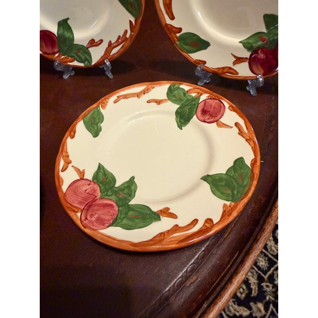 Mid-Century Modern 1980s Franciscan Apple Bread Plate England Backstamp Hand Painted 6 1/8" - Set of 7 For Sale - Image 3 of 10