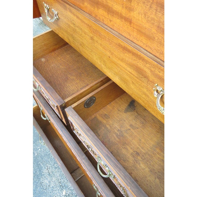 French Early 1900s Johnson Furniture Carved Inlay Tall Chest of Drawers For Sale In Miami - Image 6 of 18