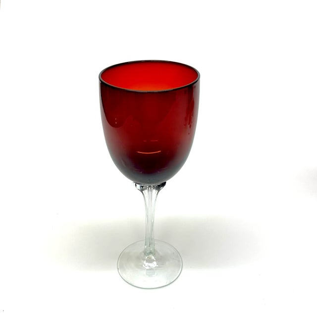 Mid-Century Modern Mixed Shape & Size Holiday Red Stemmed Glass Curation - Group of 7 For Sale - Image 3 of 10