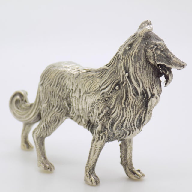 1970s Vintage Italian Handmade Genuine Silver Collie Dog Large Figurine Sculpture For Sale - Image 5 of 10