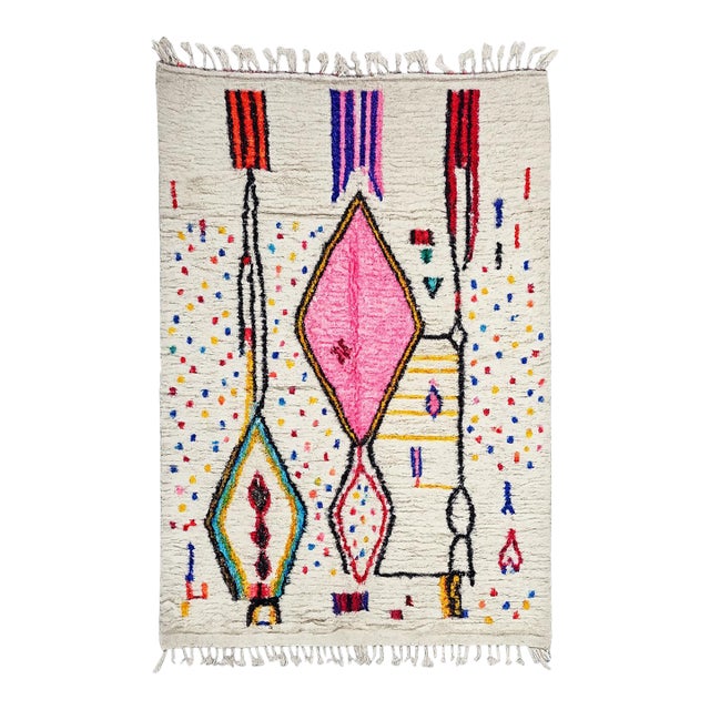 Handwoven Colorful Azilal Wool Rug - 9.8 X 6.2 Ft For Sale