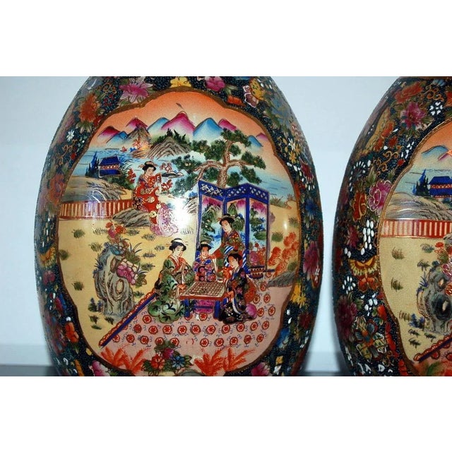 Satsuma Vintage Porcelain Egg Table Lamps For Sale - Image 4 of 10