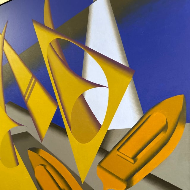 1990s Abstract Lighthouse and Boats For Sale - Image 4 of 5