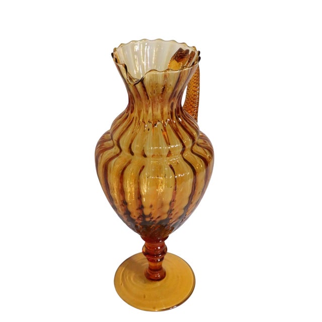 Empoli Mid Century Decorative Art Glass Carafe by Empoli C 1960's For Sale - Image 4 of 13