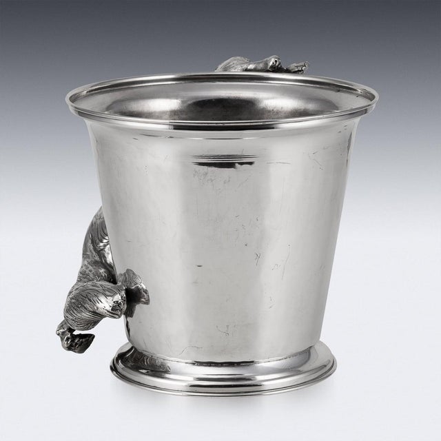 20th Century Italian Silver Plated Fox Wine Cooler by Franco Lapini, 1960s For Sale - Image 12 of 16