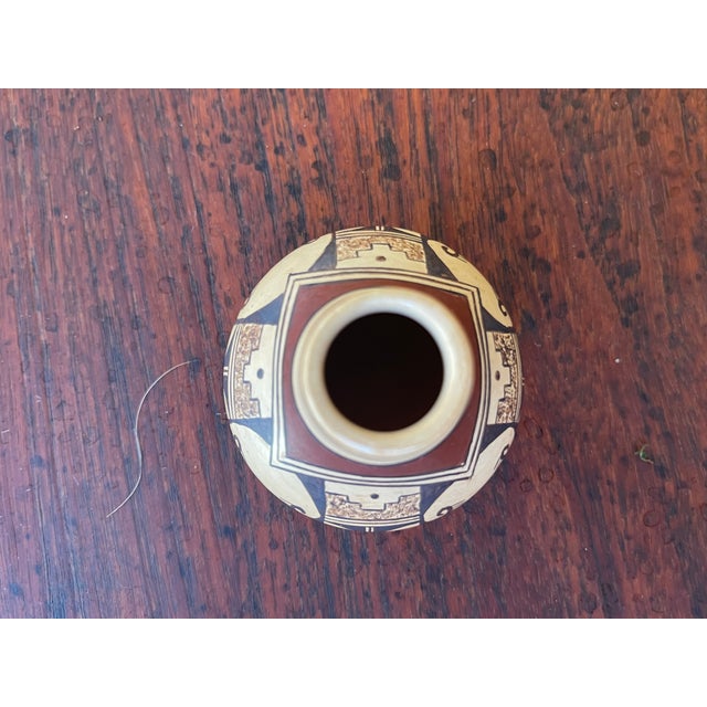1940s Native American Hopi Tewa Miniature Polychrome Clay Sikyatkirevival Pot For Sale - Image 5 of 7
