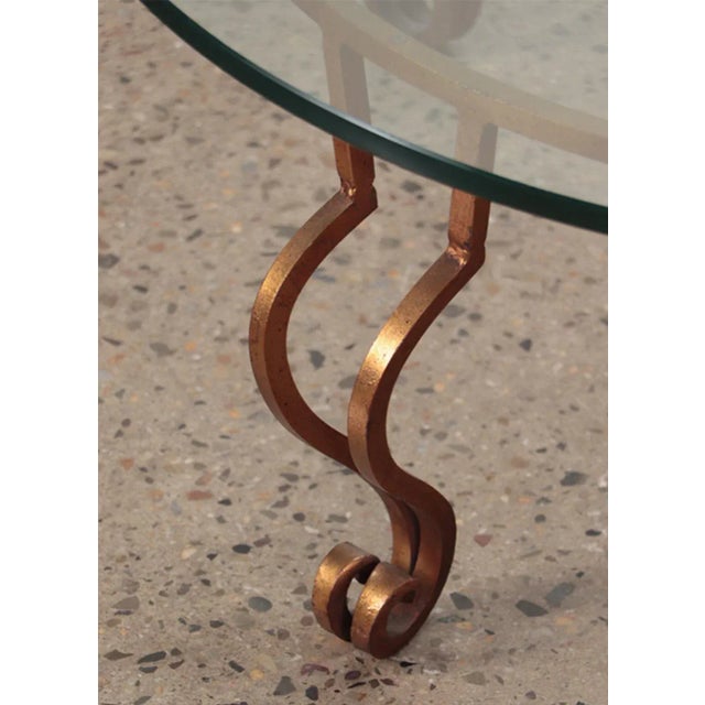 Mid-Century Modern A Gilt Iron and Glass Top Coffee Table in the Manner of Ramsay Circa 1975 For Sale - Image 3 of 3