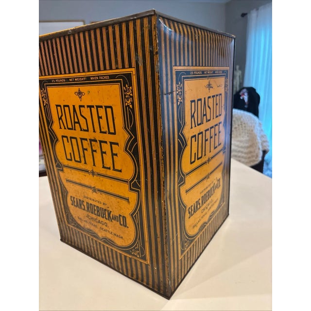 Early 20th Century Roasted Coffee 25 Lb Tin Sears Roebuck & Co. Chicago Store Coffee Display For Sale - Image 11 of 12