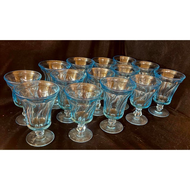 Fostoria 1950s Fostoria Jamestown Blue Goblets - 14 pcs For Sale - Image 4 of 12