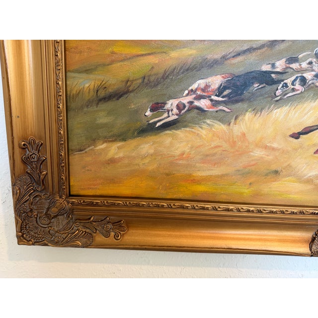 English Large Fox Hunting Oil Painting Horse Rider Equestrian Scene English Sporting Art For Sale - Image 3 of 7