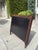 Early 20th Century Antique Neoclassical Carved Wood & Black Leather Full-Size Headboard, Fluted Posts & Pinecone Finials For Sale - Image 5 of 12