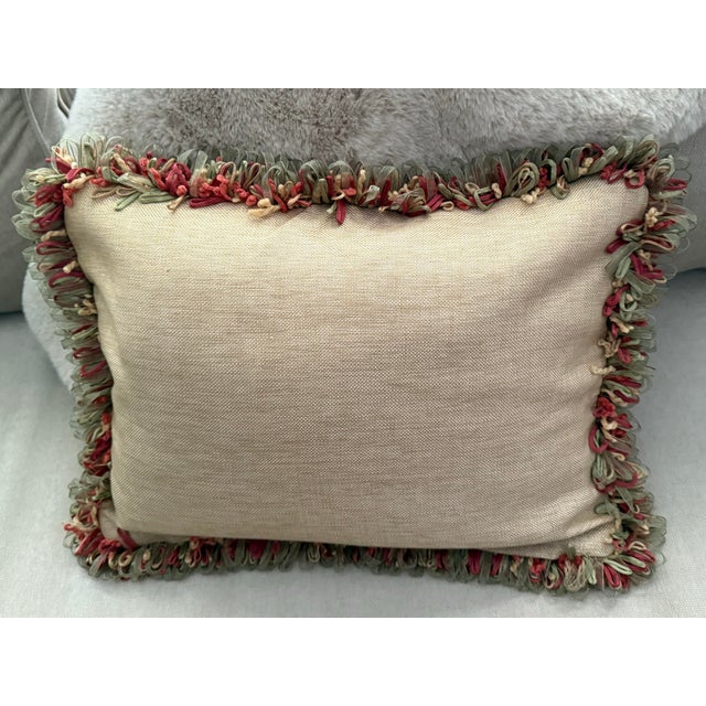 Textile Designer Custom Pillow Cover With Bird and Flowers - 18” X 14” For Sale - Image 7 of 11