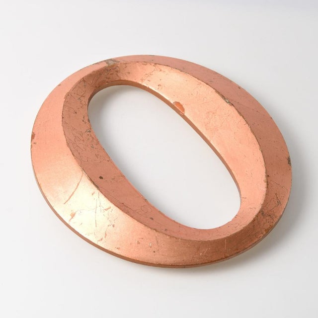 Vintage Copper Colour Letter O, 1970s, in Worn conditions. Designed 1970 to 1979