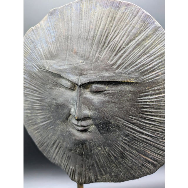 1970s Original Bronze "Sun God" Sculpture: Signed Kunping For Sale In Portland, OR - Image 6 of 8