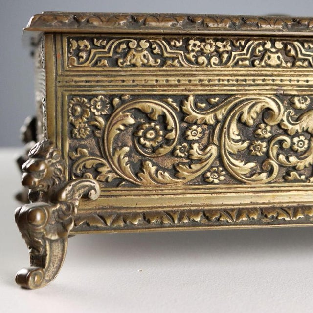 Vintage Chiseled Bronze Chest For Sale - Image 5 of 11