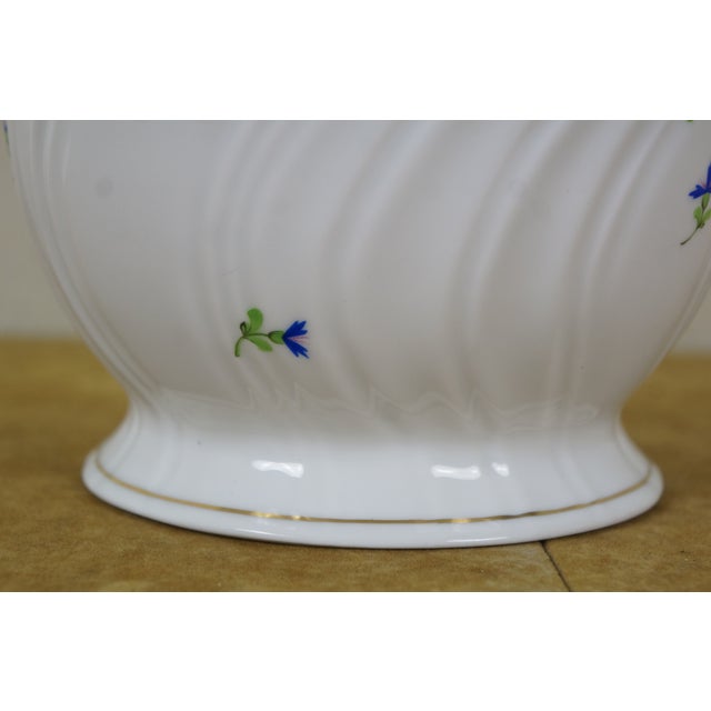 Herend Late 20th Century Herend Blue Garland Ribbed Porcelain Cachepot Vase Bowl Jardiniere Pot 7" For Sale - Image 4 of 12