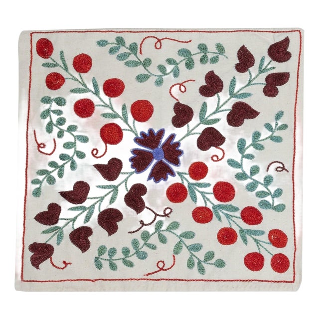 19"x17" Embroidered Cotton Cushion Cover. Handmade Pillowcase. New Toss Pillow For Sale