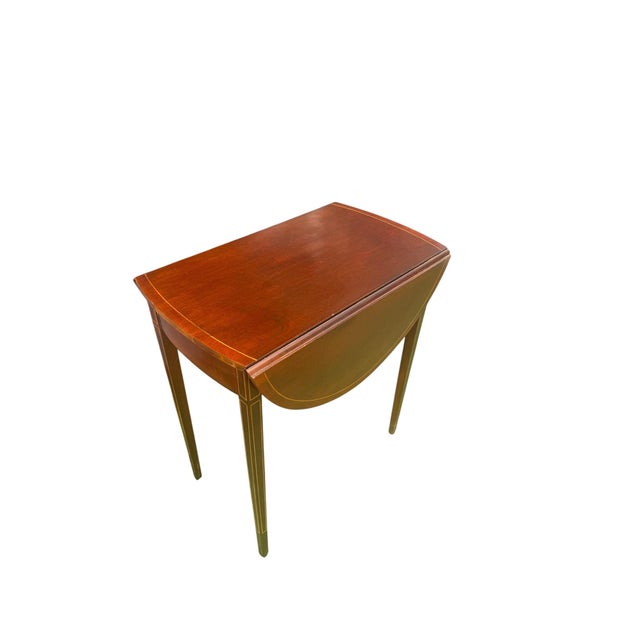 Vintage Mersman Federal Style Mahogany Drop Leaf Accent Table With Drawer For Sale - Image 12 of 15