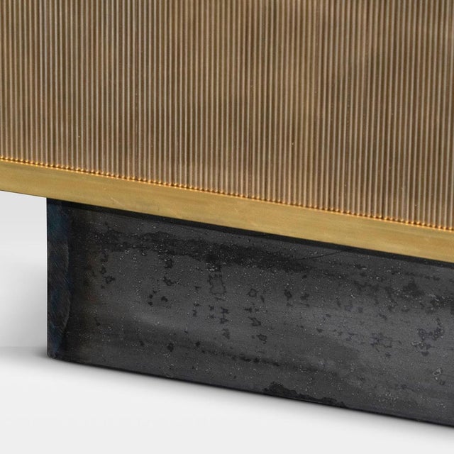 Metal Wires Brass Credenza with Fumé Glass Top from Flair Firenze For Sale - Image 7 of 8