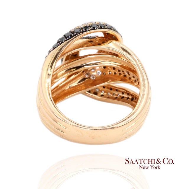 Early 21st Century 18k Solid Rose Gold Black and White Natural Diamond Ring For Sale - Image 5 of 10