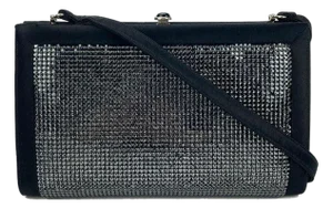 Late 20th Century Judith Leiber Black Silk Black Rhinestone Evening Bag