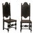 Mid 20th Century Set of 8 Spanish Leather & Carved Wood Chairs With Nailhead Trim For Sale